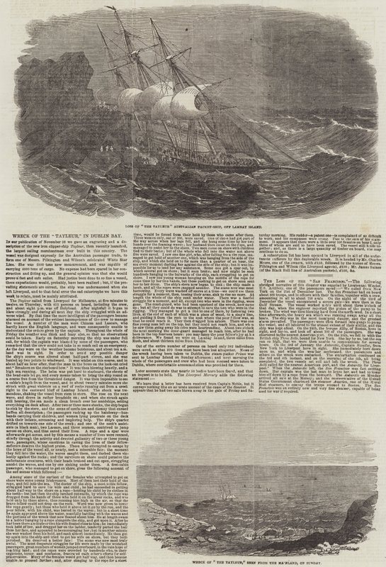 A "Tayleur" roncsa a Dublin-öbölben (metszet) alkotó: English School
