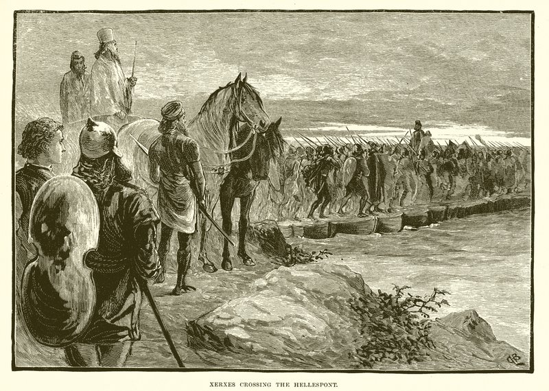 Xerxész átkel a Hellészponton alkotó: English School