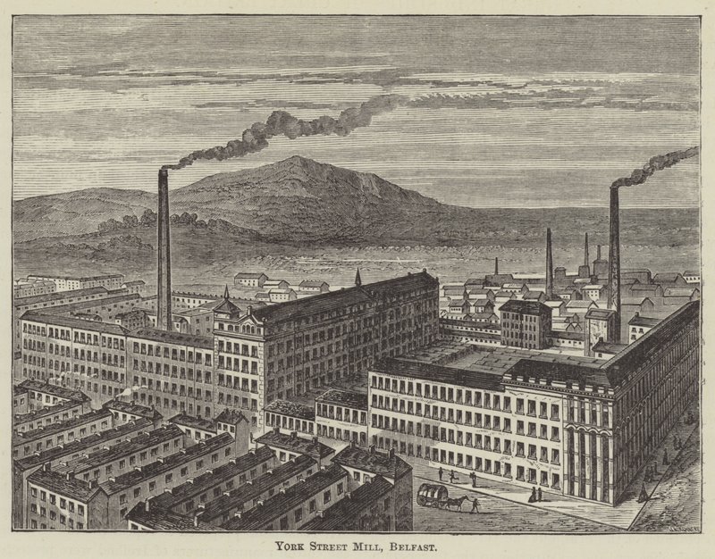 York Street Mill, Belfast (metszet) alkotó: English School