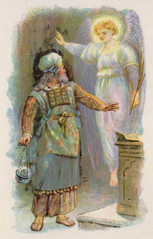 Zakariás és az angyal a templomban (színes litó) alkotó: English School