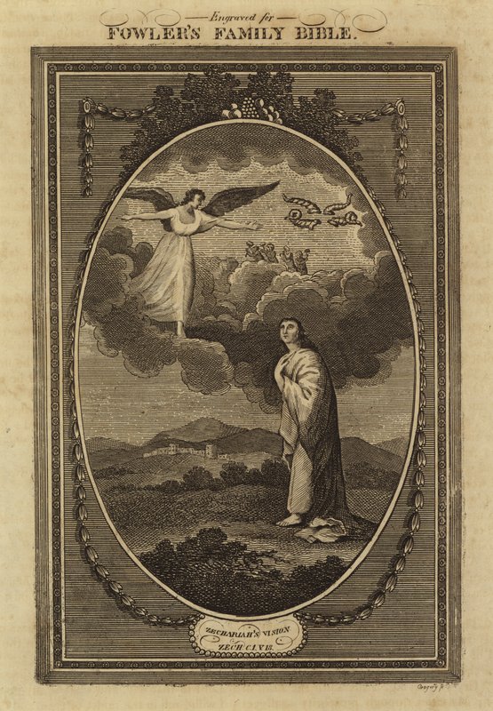 Zakariás látomása, Zakariás, 1. fejezet, 18. vers (metszet) alkotó: English School