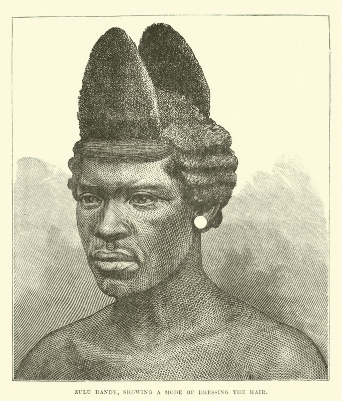 Zulu dandy, bemutatja a hajviselet módját alkotó: English School