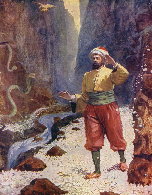 Szindbád a gyémántvölgyben (színes litográfia) alkotó: Enoch Ward