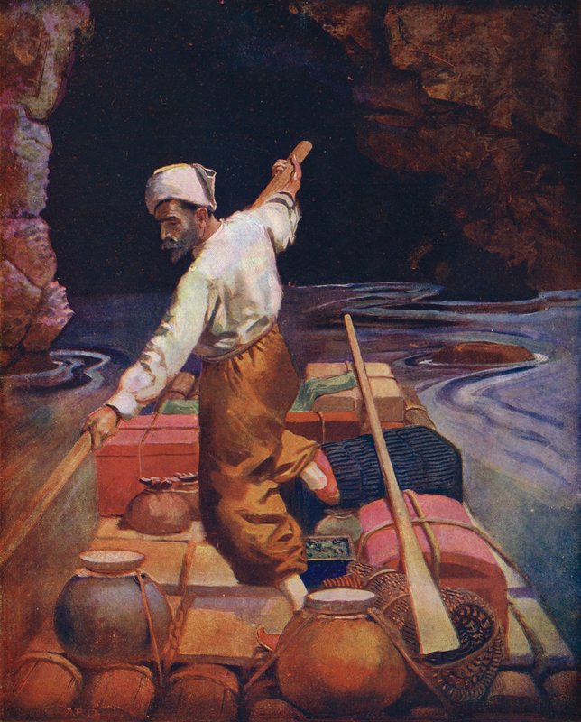 Szindbád a tutajon (színes litográfia) alkotó: Enoch Ward