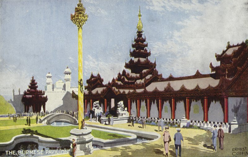 A burmai pavilon, Brit Birodalom kiállítás, Wembley, 1924 alkotó: Ernest Coffin