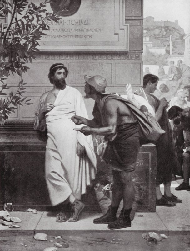 Arisztidész és a paraszt (litográfia) alkotó: Ernest (1818 87) Hillemacher