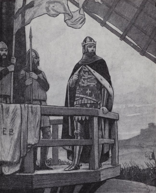 III. Edward király a crecy-i csatában, Franciaország, 1346. augusztus 26. (litho) alkotó: Ernest (after) Board