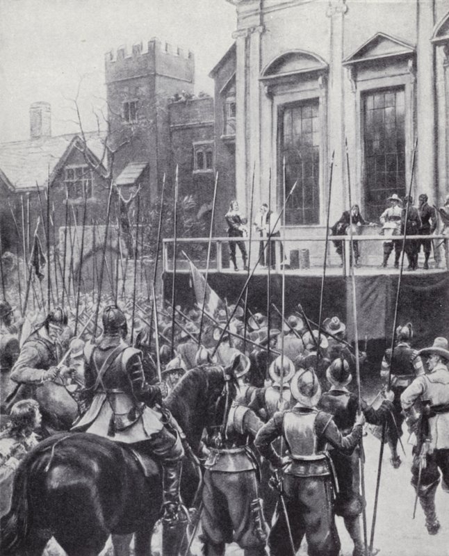 I. Károly király kivégzése a londoni Whitehall bankettháza előtt, 1649. január 30. (litho) alkotó: Ernest (after) Crofts