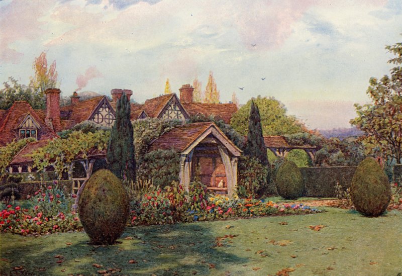 Great Tangley Manor, Surrey (színes litho) alkotó: Ernest Arthur Rowe