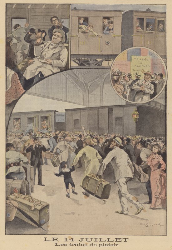 Vonatok az utasokat a Bastille Day ünnepségekre alkotó: Ernest Auguste Bouard