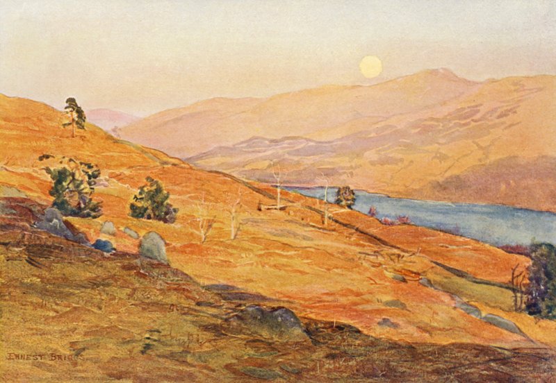 Egy áprilisi este a Loch Tay Side-on (színes litográfia) alkotó: Ernest Edward Briggs