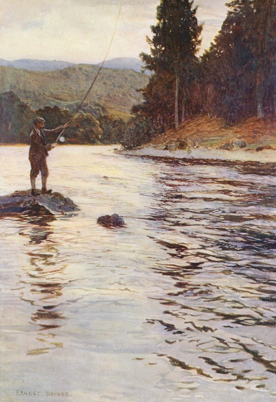 Lazachalászat a Faskally vizén (színes litográfia) alkotó: Ernest Edward Briggs