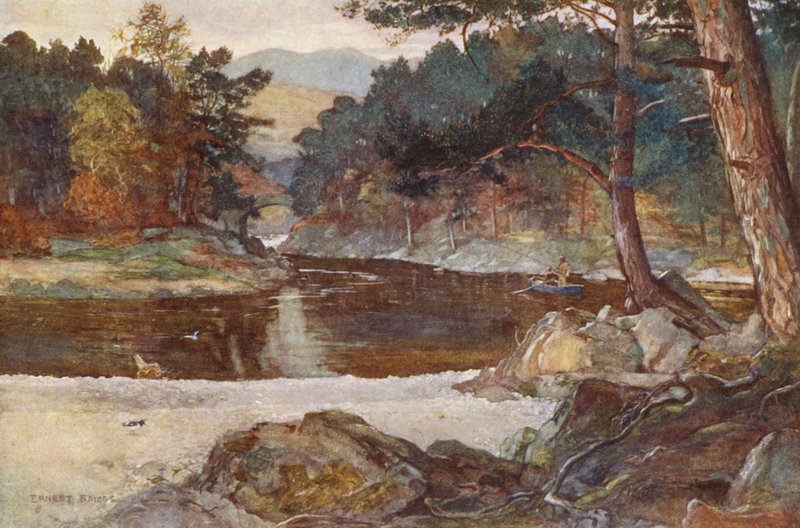 A Tummel folyó Pitlochry-nál (színes litográfia) alkotó: Ernest Edward Briggs