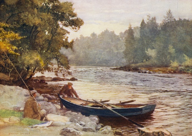 A Stobhall alatti Tay (színes litográfia) alkotó: Ernest Edward Briggs