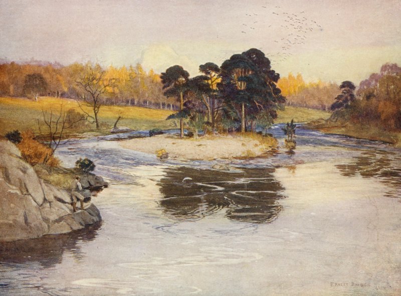 A fenyősziget a Linn alatt (színes litográfia) alkotó: Ernest Edward Briggs