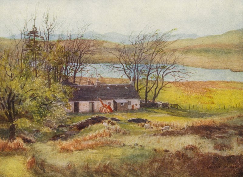 A gondnok háza Loch Wee-ben (színes litográfia) alkotó: Ernest Edward Briggs