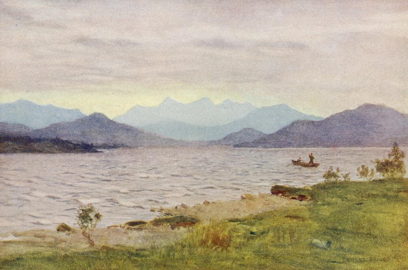 A tó a Kinloch-Rannoch felől (színes litográfia) alkotó: Ernest Edward Briggs