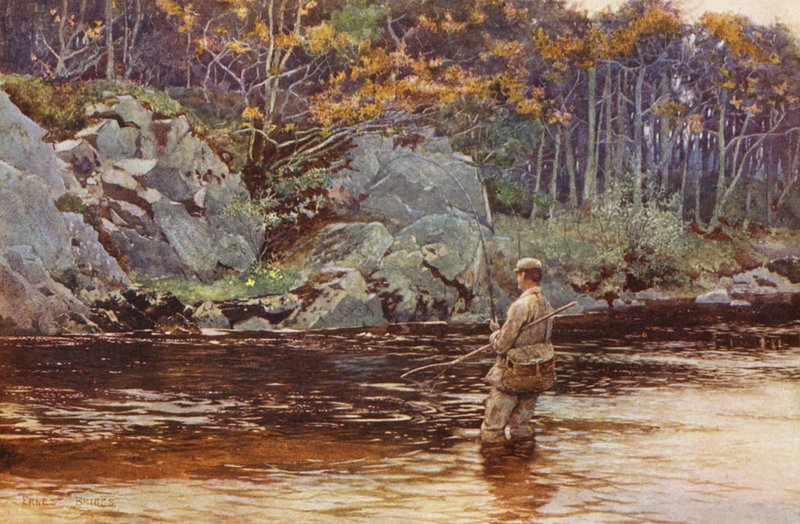 Pisztránghalászat Gallowayben (színes litográfia) alkotó: Ernest Edward Briggs