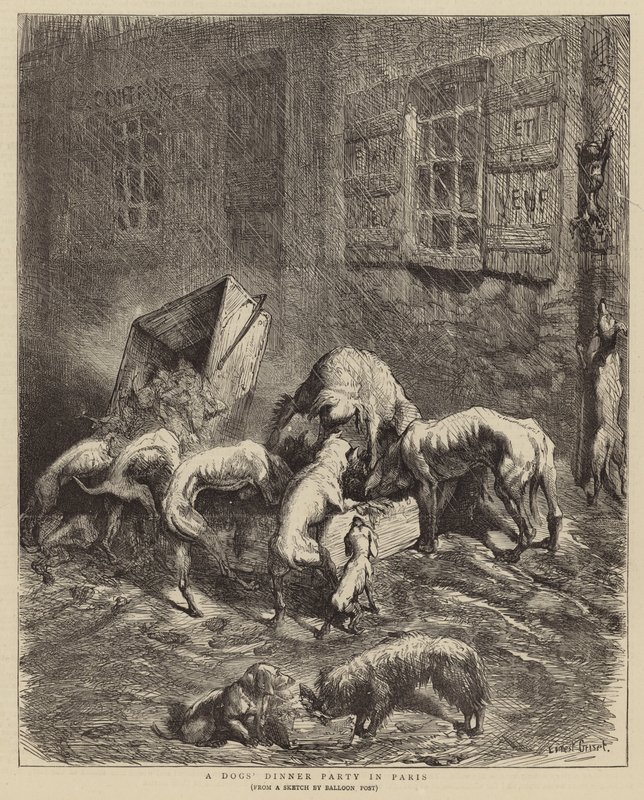 Kutyavacsora parti Párizsban alkotó: Ernest Henry Griset
