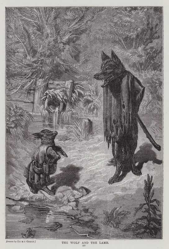 A farkas és a bárány (metszet) alkotó: Ernest Henry Griset