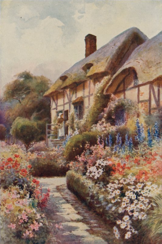 Anne Hathaway házikója, Stratford-on-Avon (színes litho) alkotó: Ernest William Haslehust