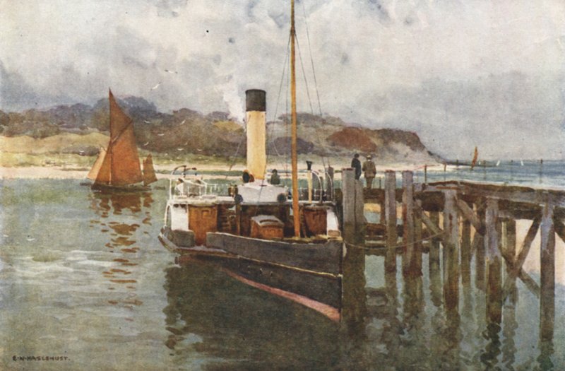 Bembridge Harbour (színes litó) alkotó: Ernest William Haslehust