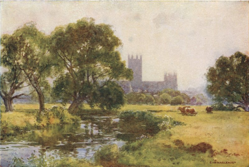 Canterbury a Stourból (színes litó) alkotó: Ernest William Haslehust