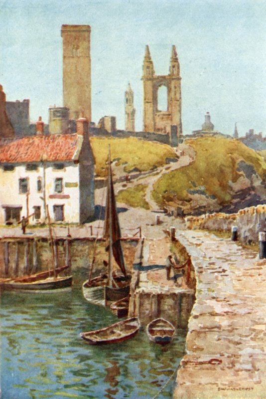 Katedrális romjai, St. Andrews, A kikötőből (színes litó) alkotó: Ernest William Haslehust