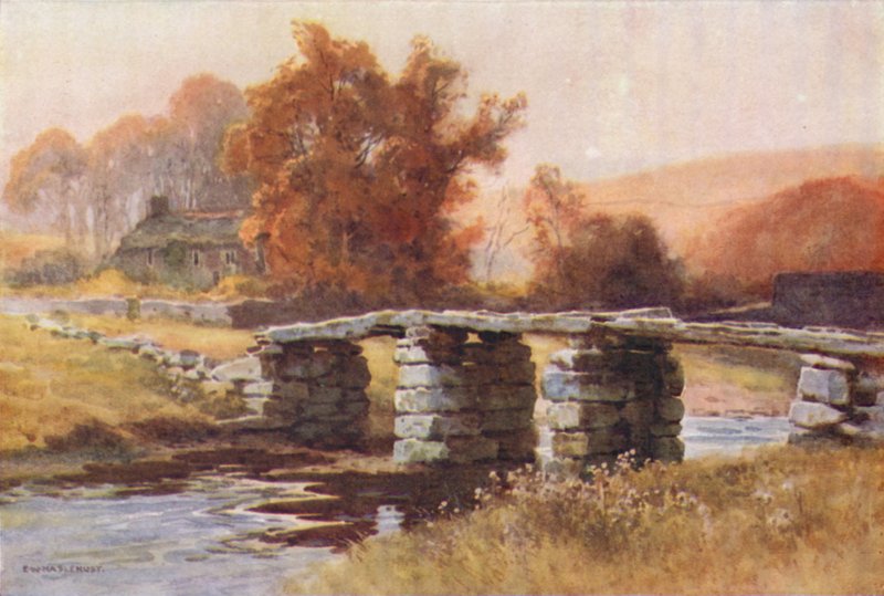 Clapper Bridge, Postbridge (színes litó) alkotó: Ernest William Haslehust