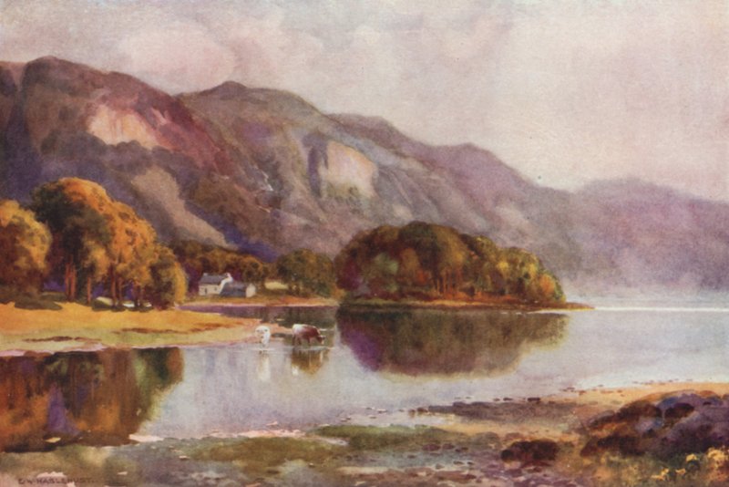 Derwentwater a Friars Cragtól (színes litó) alkotó: Ernest William Haslehust