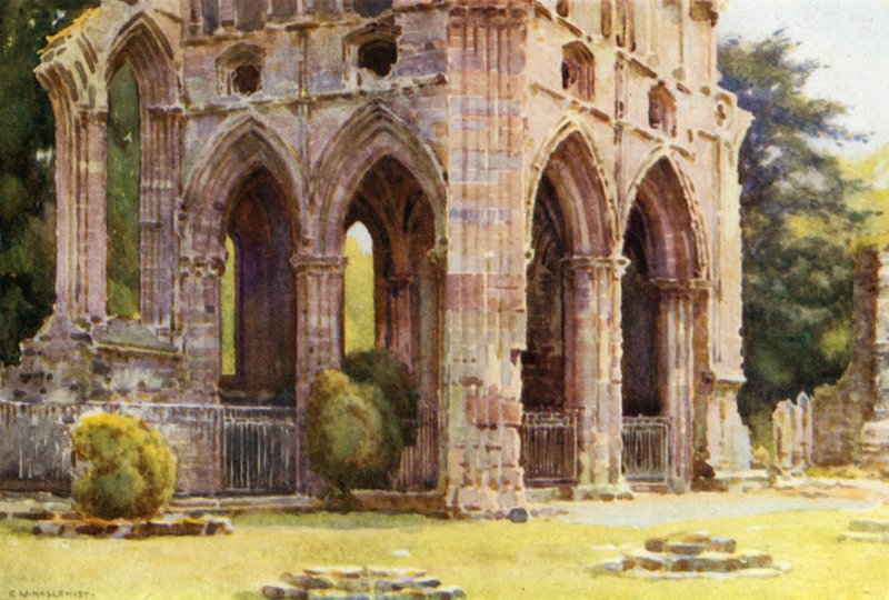 Dryburgh-i apátság: Sir Walter Scott sírja (színes litó) alkotó: Ernest William Haslehust