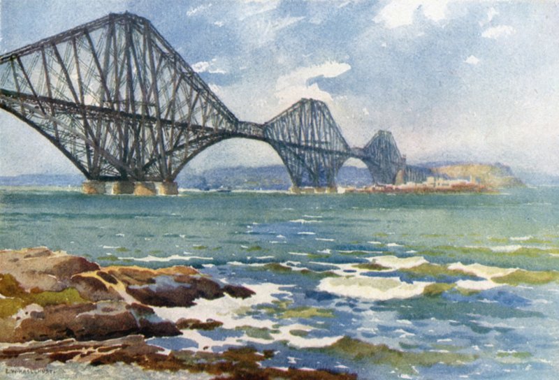 Forth Bridge és Coast of Fife (színes litó) alkotó: Ernest William Haslehust