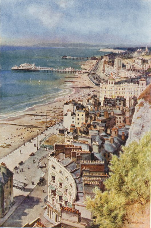 Hastings és St. Leonards a kastélyból (színes litó) alkotó: Ernest William Haslehust
