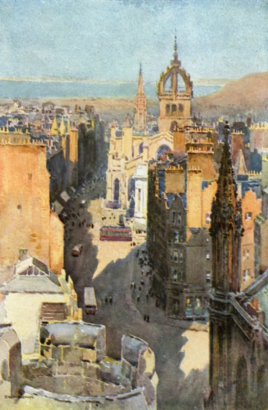High Street (színes litho) alkotó: Ernest William Haslehust