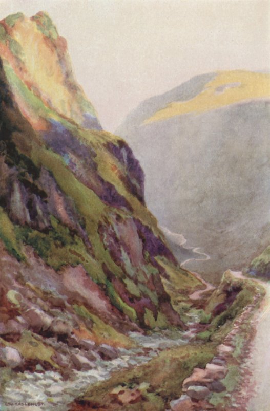 Honister Pass Dawn (színes litó) alkotó: Ernest William Haslehust
