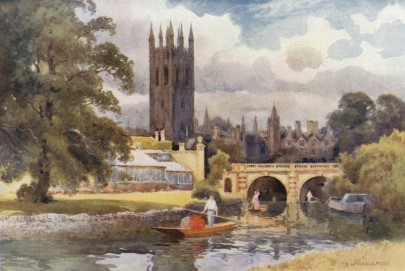 Magdalen College a Cherwellből (színes litó) alkotó: Ernest William Haslehust