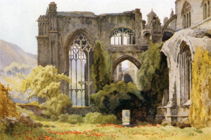 Melrose Abbey: Kórus és North Transept (színes litó) alkotó: Ernest William Haslehust