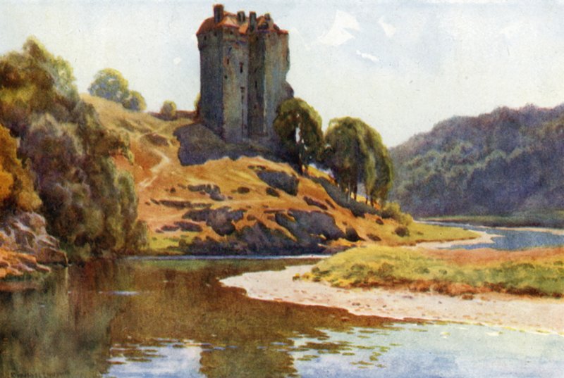 Neidpath kastély (színes litho) alkotó: Ernest William Haslehust