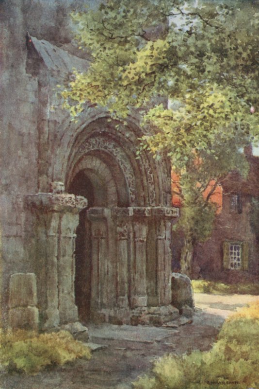 Norman veranda, Szent Lőrinc-torony (színes litho) alkotó: Ernest William Haslehust