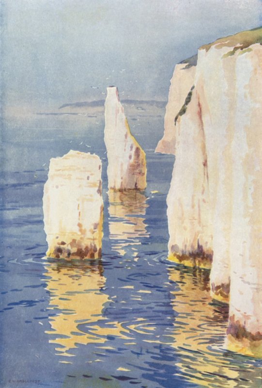 Old Harry Rocks, Swanage (színes tagok) alkotó: Ernest William Haslehust