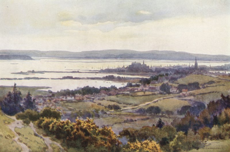 Poole kikötője a Constitutional Hillről (színes litó) alkotó: Ernest William Haslehust