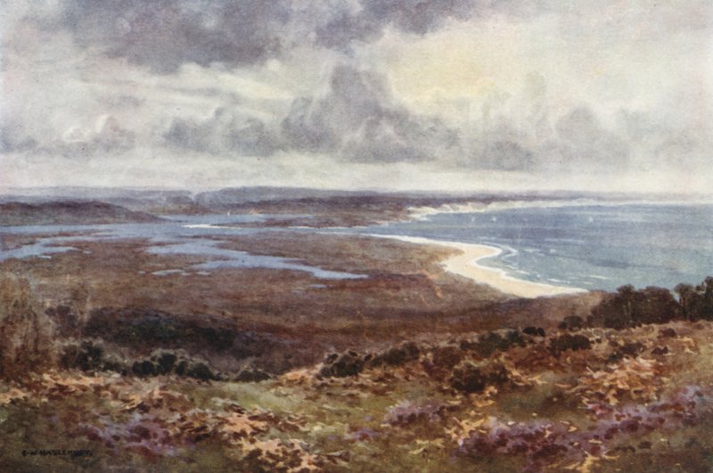 Poole kikötője Studlandből (színes litho) alkotó: Ernest William Haslehust