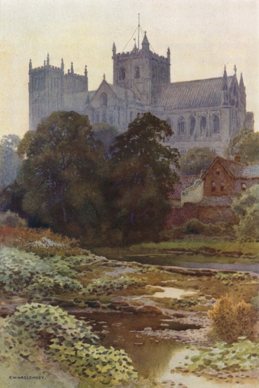 Ripon Minster a folyóból (színes litó) alkotó: Ernest William Haslehust