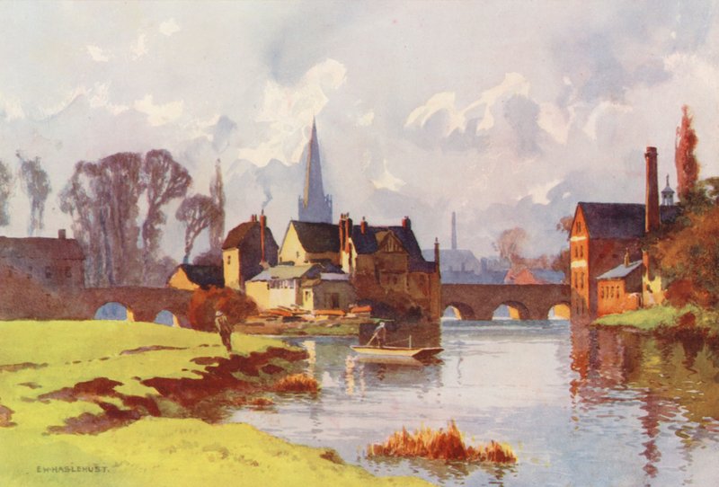 Temze folyó: Abingdon (színes litográfia) alkotó: Ernest William Haslehust