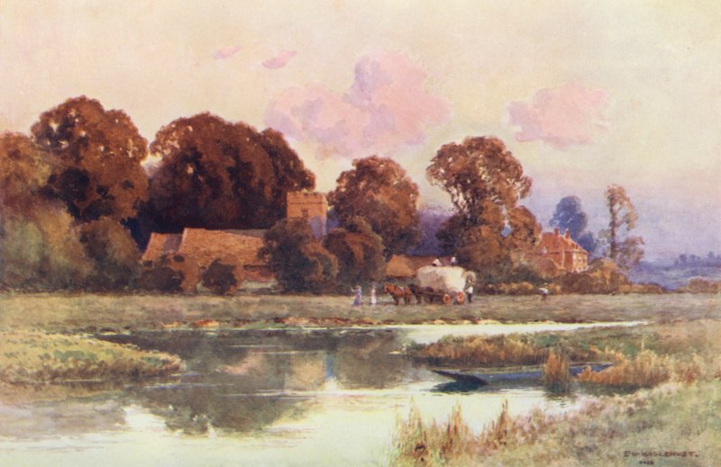 Temze folyó: Buscot (színes litográfia) alkotó: Ernest William Haslehust