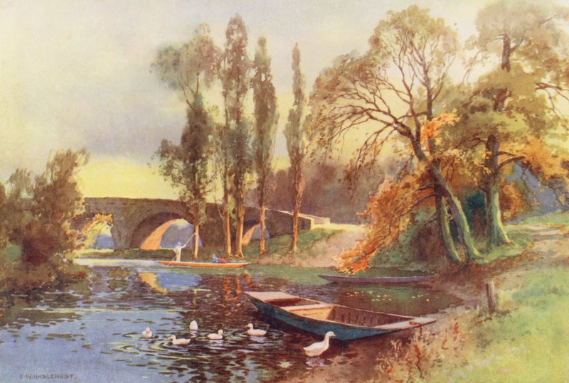 Temze folyó: Chertsey Bridge (színes litográfia) alkotó: Ernest William Haslehust