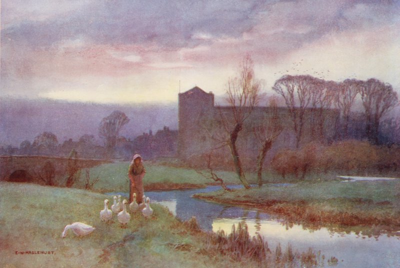Temze folyó: Dorchester (színes litográfia) alkotó: Ernest William Haslehust