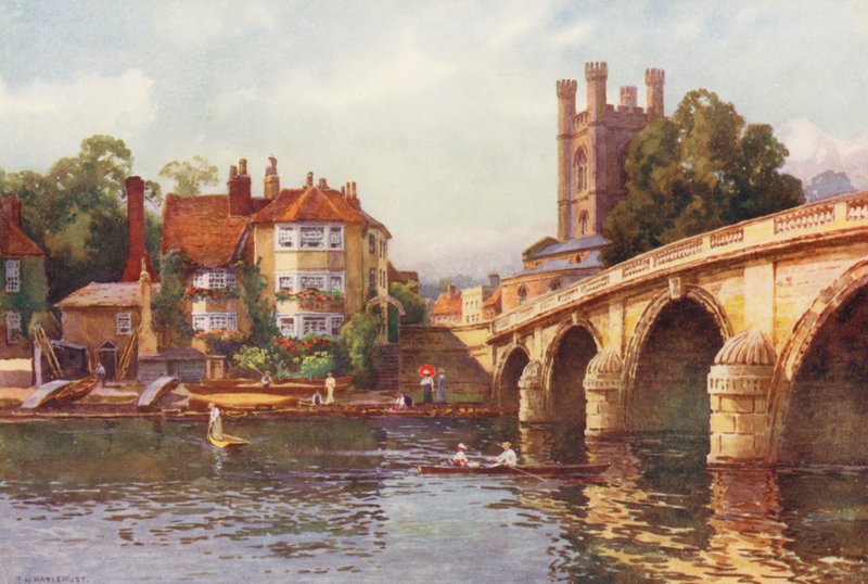 Temze folyó: Henley Bridge (színes litográfia) alkotó: Ernest William Haslehust
