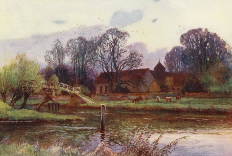 Temze folyó: Lady Place, Hurley (színes litográfia) alkotó: Ernest William Haslehust