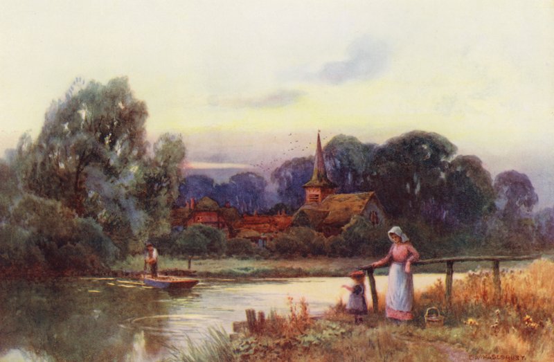 Temze folyó: Moulsford Ferry (színes litográfia) alkotó: Ernest William Haslehust